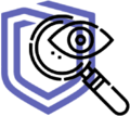 Icon Detektei - Lupe und Auge mit CMS Sicherheits-Logo